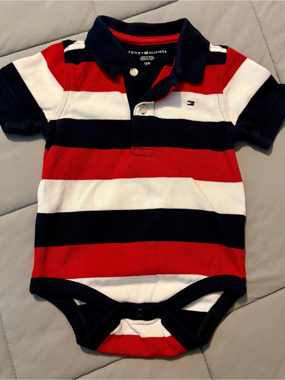 Tommy Hilfiger Navy Red White Striped Baby Polo